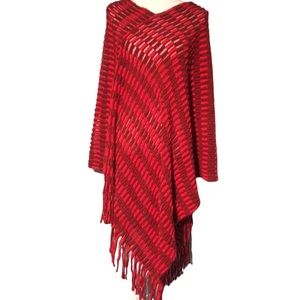 White Mark Women's Nixie Red Poncho Cape Plus Size